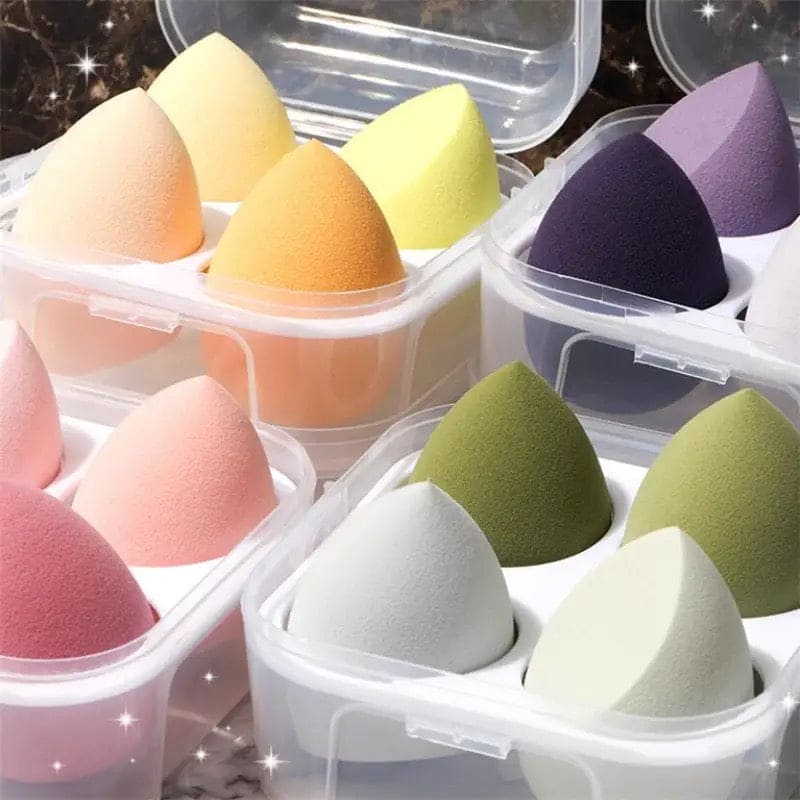 Set Of 4 Makeup Egg Blender, Foundation Powder Puff, Wet and Dry Powder Puff, Makeup Egg Cushion Beauty Tool, Cosmetic Makeup Blender With Storage Box Set Of 4 Makeup Egg Blender, Foundation Powder Puff, Wet and Dry Powder Puff, Makeup Egg Cushion Beauty Tool, Cosmetic Makeup Blender With Storage Box
